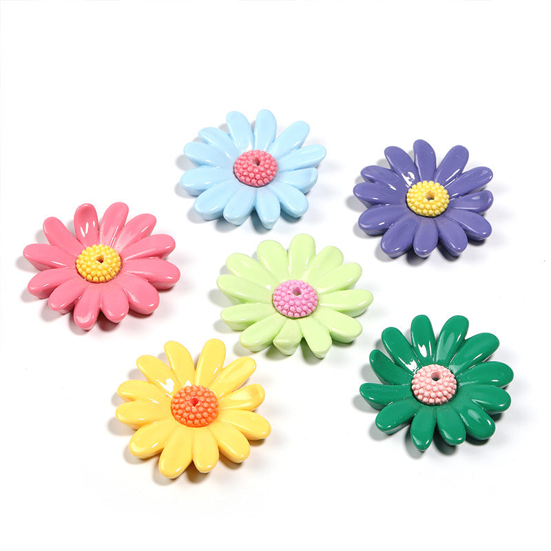 Wholesale 50pcs diy resin accessories with holes daisy five-petal flower beaded flower beads